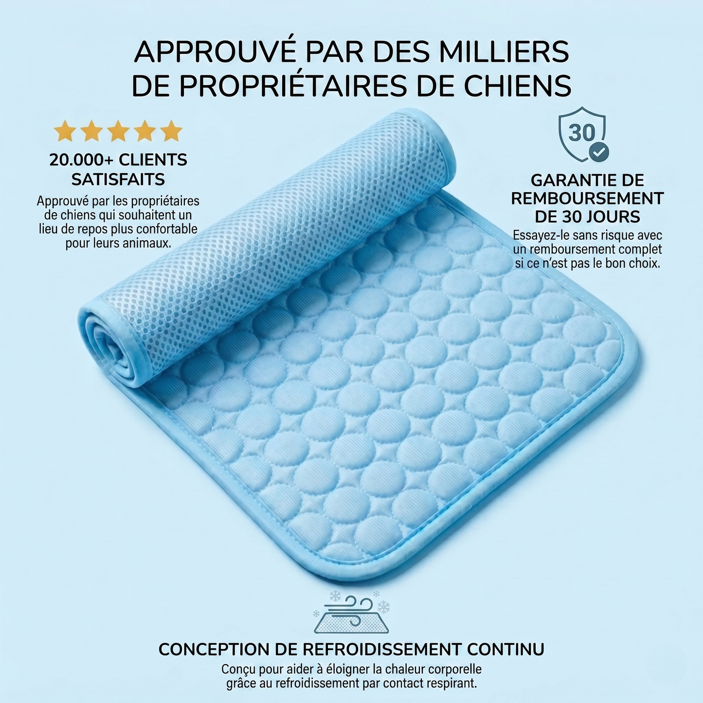 IcyNap | Tapis rafraîchissant en soie glacée pour chien