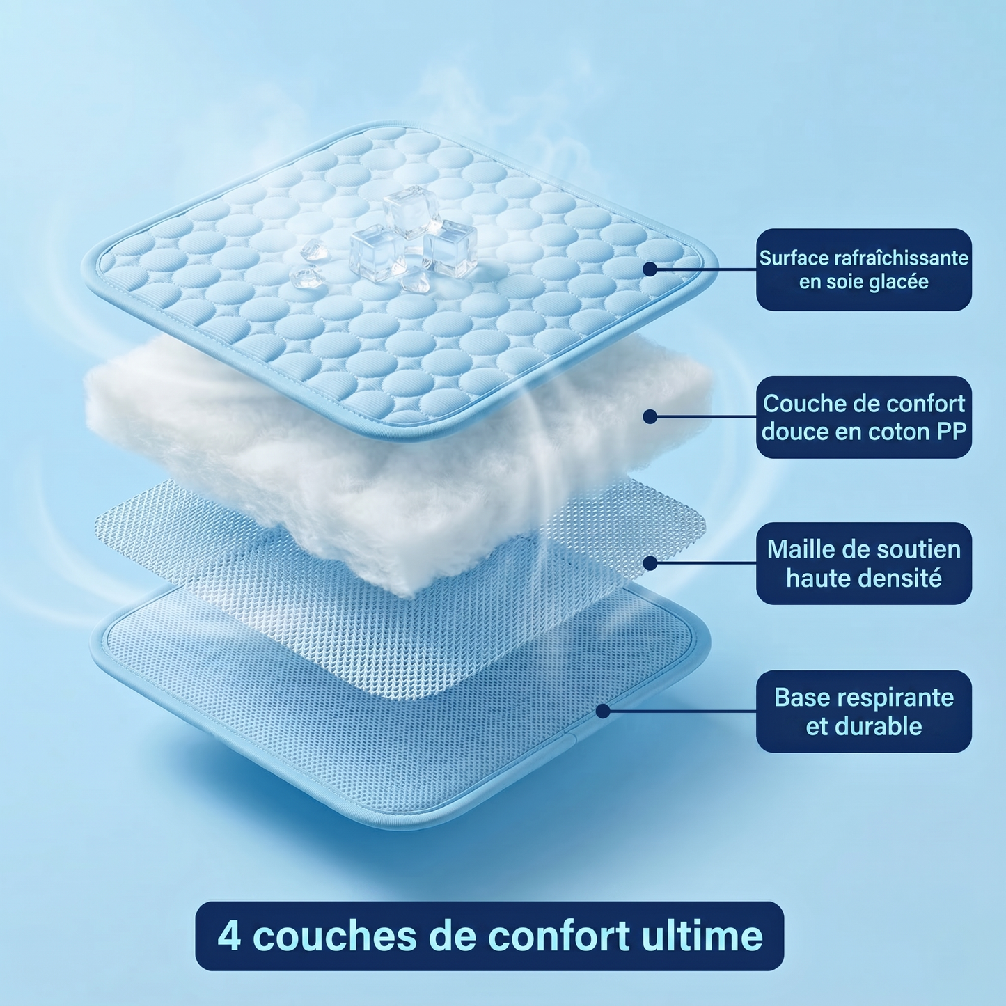 IcyNap | Tapis rafraîchissant en soie glacée pour chien
